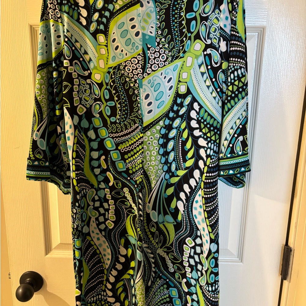 Cocomo Green and Blue Patterned Midi Dress Medium - Picture 3 of 7